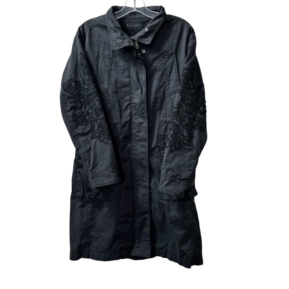 Sisley Black Embroidered Overcoat